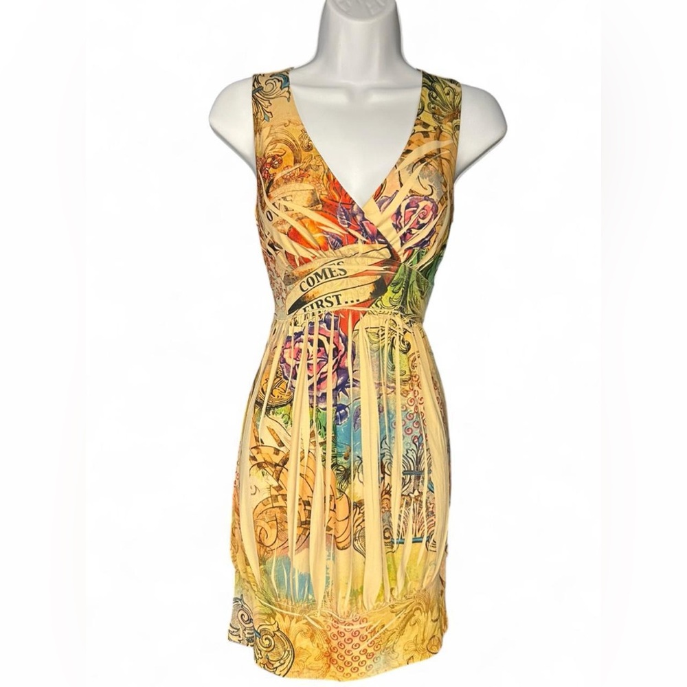 Y2K tattoo print bubble hem mini dress